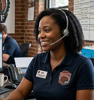 Mel, BrickCity Roll Off marketing and customer care, taking a booking